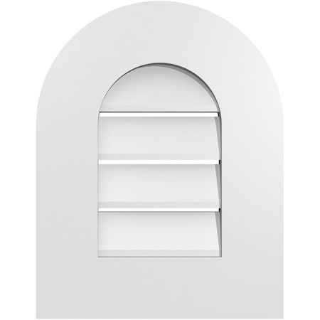 Ekena Millwork Round Top Surface Mount PVC Gable Vent: Functional, w/ 3-1/2"W x 1"P Standard Frame, 14"W x 18"H GVPRT14X1801SF